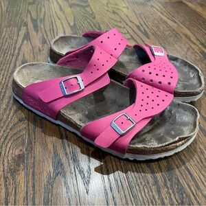 BIRKENSTOCK Pink Leather Freeport Birkis Sandals